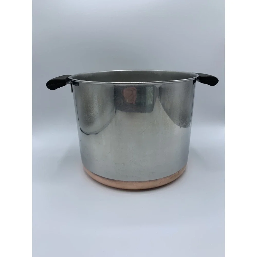 VTG Revere Ware Tall Copper Bottom 6 Qt Stock Pot Pre-1968 Double Ring NO LID
